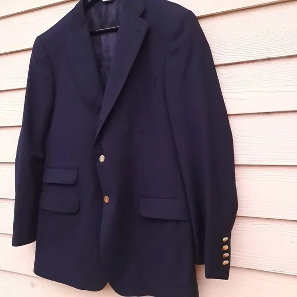 ANDREW CARRINGTON Dark Blue 2 Button Men's Jacket Sz 42R 100% Wool Made In Italy